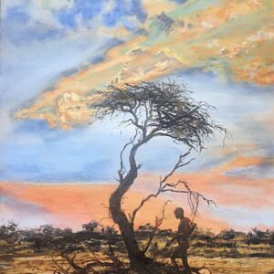A wildscape: "Son of the Wind" - Kalahari San (A1) oil